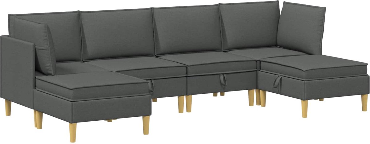 vidaXL Modulaire - bankset - met - opslag - 6 - st - Donkergrijs - 280 - x - 140 - x - 82 - cm