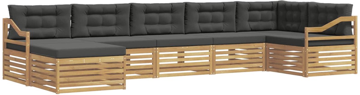 vidaXL Buiten - bank - set - 7 - st - 7-zits - Wit - en - antracietkleurig Wit en antracietkleurig