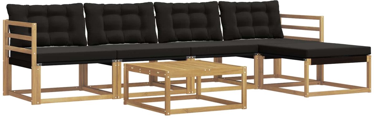 vidaXL Buiten - bank - set - 6 - st - 4-zits - Wit - en - zwart Wit en zwart