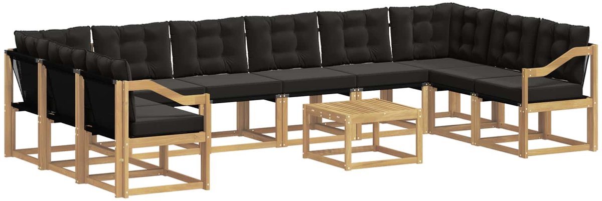 vidaXL Buiten - bank - set - 11 - st - 10-zits - Wit - en - zwart Wit en zwart