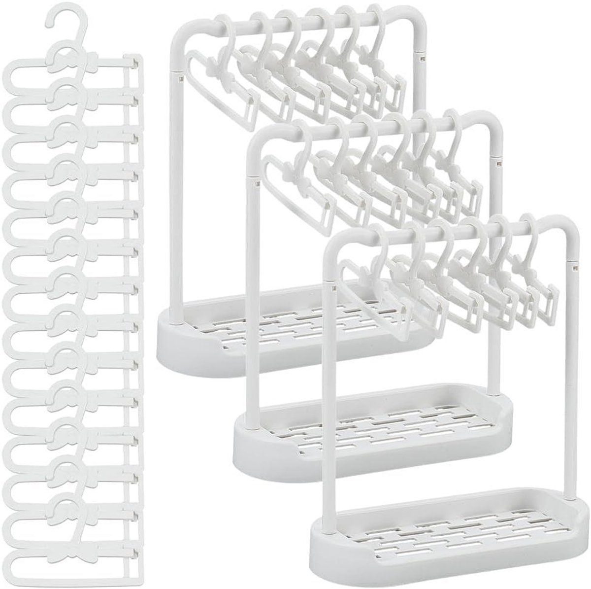 Poppenkleerhangers Set - Poppenhuis Meubels - Poppenkleding Organiseren - Ruimtebesparende Verticale Opslag - 33 stuks - Wit