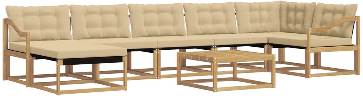 vidaXL Buiten - bank - set - 8 - st - 7-zits - Wit - en - Beige Wit en Beige