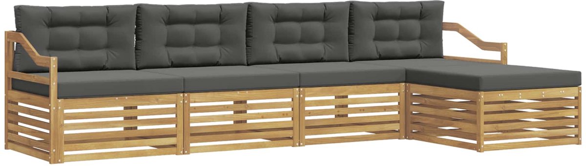 vidaXL Buiten - bank - set - 5 - st - 4-zits - Wit - en - antracietkleurig Wit en antracietkleurig