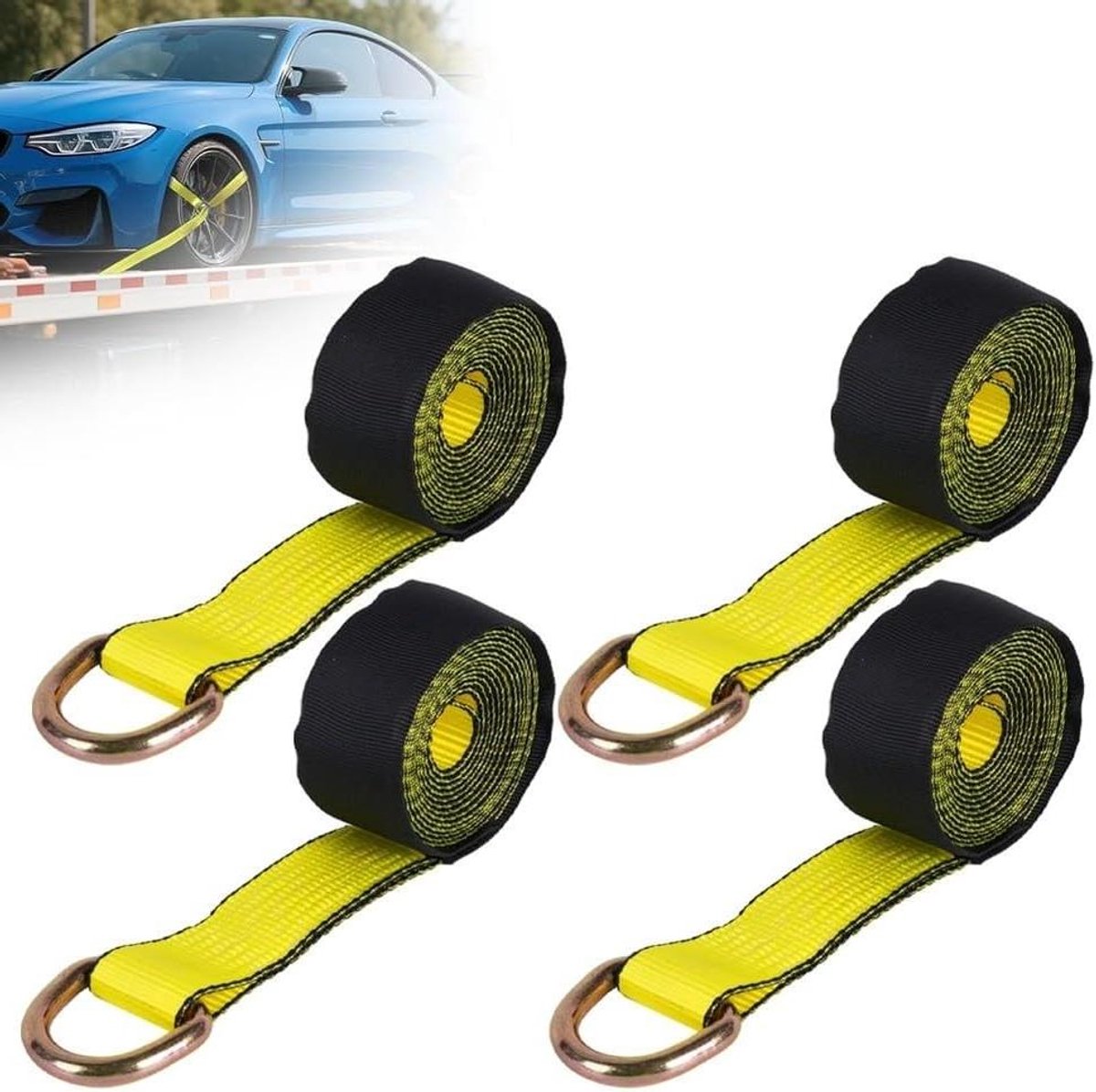 Sleepriemen Set - Spanbanden Transportbanden - Voertuigen Zekeren - Breukvastheid 11000kg - 2 inch 5.8 cm - Zoals op afbeelding