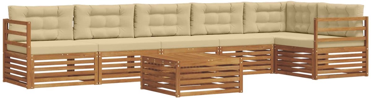 vidaXL Buiten - bank - set - 7 - st - Natuurlijk - en - Beige Natuurlijk en Beige