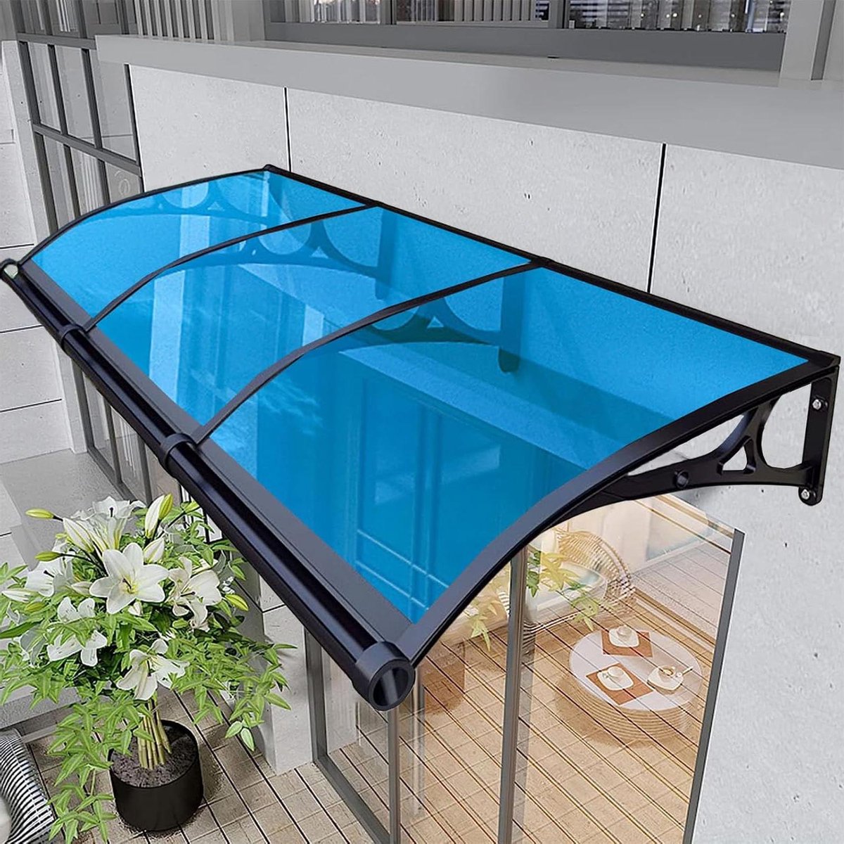 Voordeur Luifel - Regenkap Deur - Huis Beschermen - UV-Bestendig Polycarbonaat - 60cm breed - Transparant