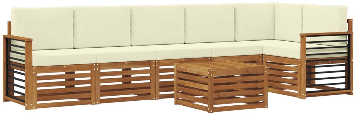 vidaXL Buiten - bank - set - 7 - st - Natuurlijk - en - Crème - Polyester Natuurlijk en Crème