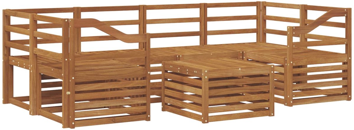 vidaXL Buiten - bank - set - 7 - st - 6-zits - Naturel - Massief - Acacia - Hout