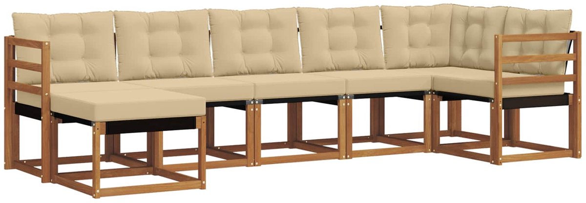 vidaXL Buiten - bank - set - 7 - st - 7-zits - Natuurlijk - en - Beige Natuurlijk en Beige