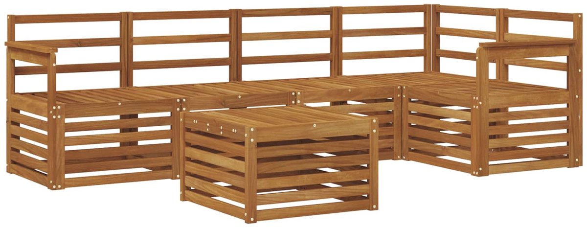 vidaXL Buiten - bank - set - 6 - st - 5-zits - Naturel - Massief - Acacia - Hout