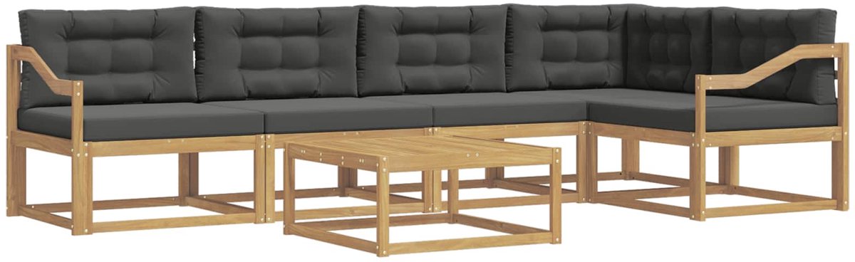 vidaXL Buiten - bank - set - 6 - st - 5-zits - Wit - en - antracietkleurig - Polyester Wit en antracietkleurig