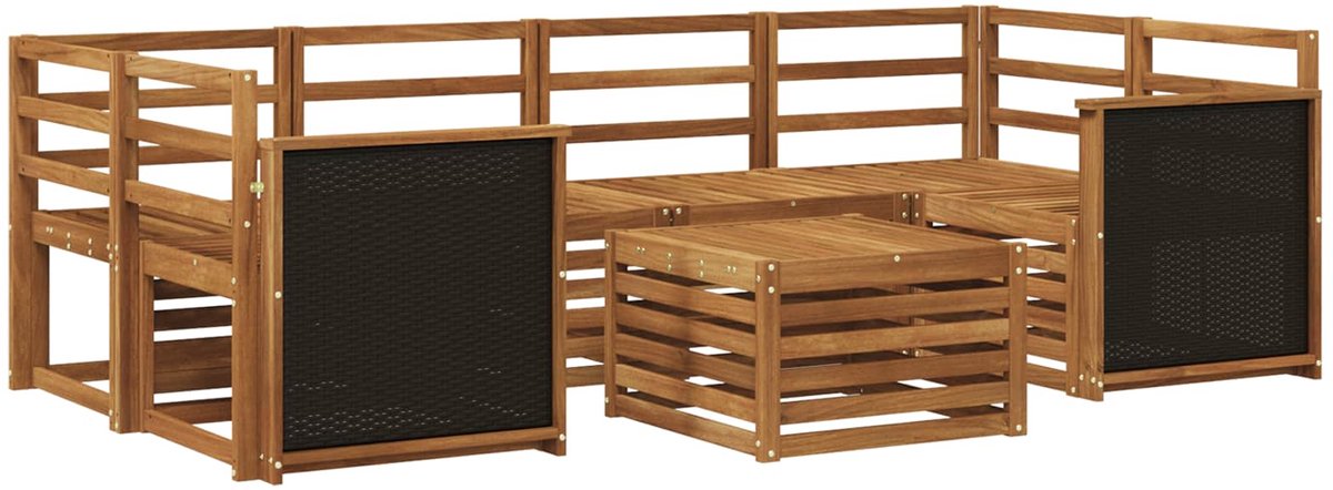 vidaXL Buiten - bank - set - 7 - st - 6-zits - Naturel - Massief - Acacia - Hout