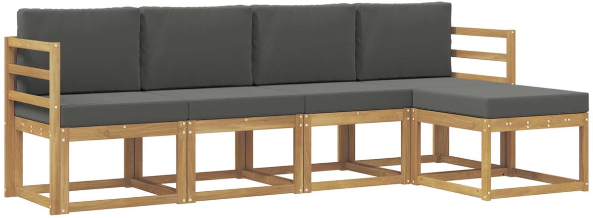 vidaXL Buiten - bank - set - 5 - st - 5-zits - Wit - en - antracietkleurig Wit en antracietkleurig