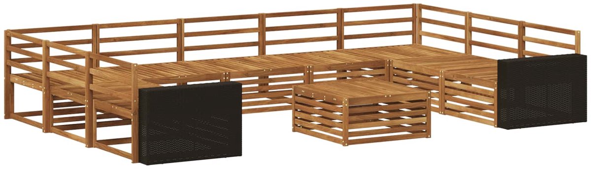 vidaXL Buiten - bank - set - 10 - st - 9-zits - Naturel - Massief - Acacia - Hout
