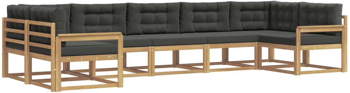 vidaXL Buiten - bank - set - 7 - st - 7-zits - Wit - en - antracietkleurig Wit en antracietkleurig