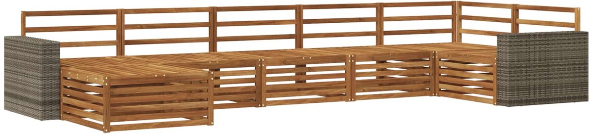 vidaXL Buiten - bank - set - 7 - st - 7-zits - Naturel - Massief - Acacia - Hout