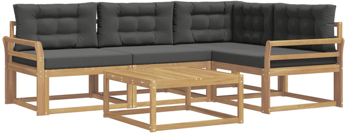 vidaXL Buiten - bank - set - 5 - st - Wit - en - antracietkleurig - Polyester Wit en antracietkleurig