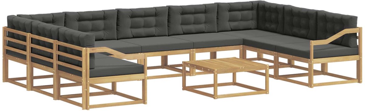 vidaXL Buiten - bank - set - 10 - st - 9-zits - Wit - en - antracietkleurig Wit en antracietkleurig
