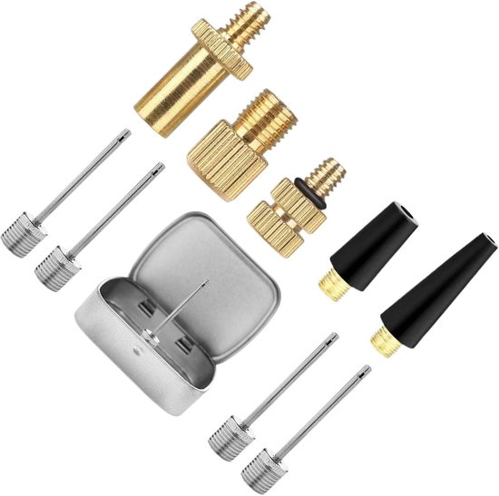 Fietsventiel Adapterset - Fietspomp Adapters - Fietsbanden Oppompen - Lichtgewicht Metaal - 6 x 47 x 15 cm - Zilverkleurig — afbeelding 2