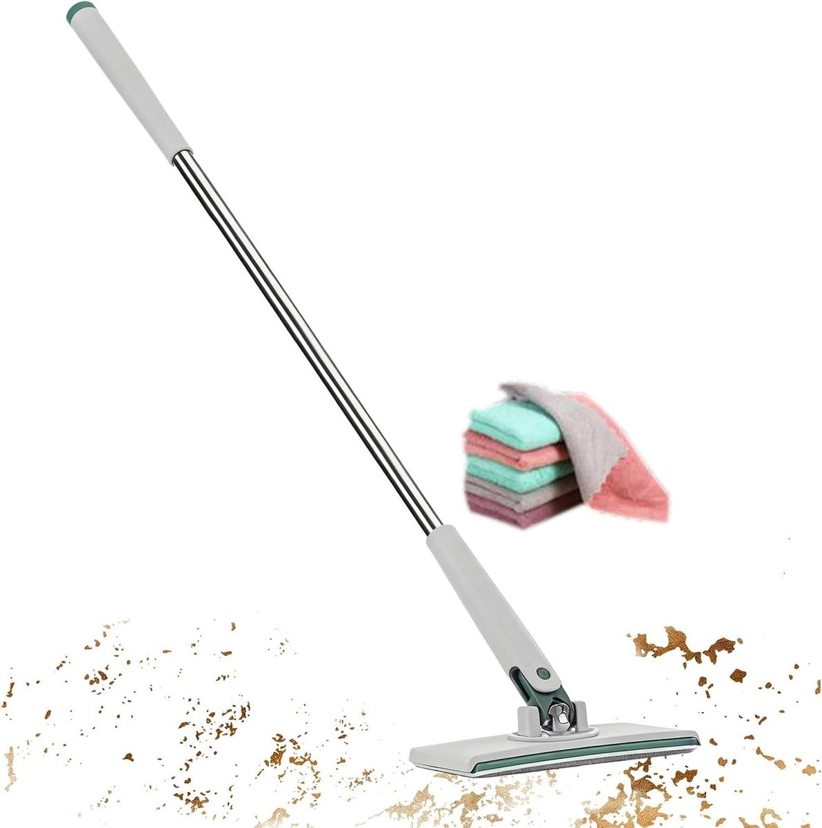 Klem Dweil - No Touch Mop - Vloeren Schoonmaken - Herbruikbare Doeken - 95 cm - null