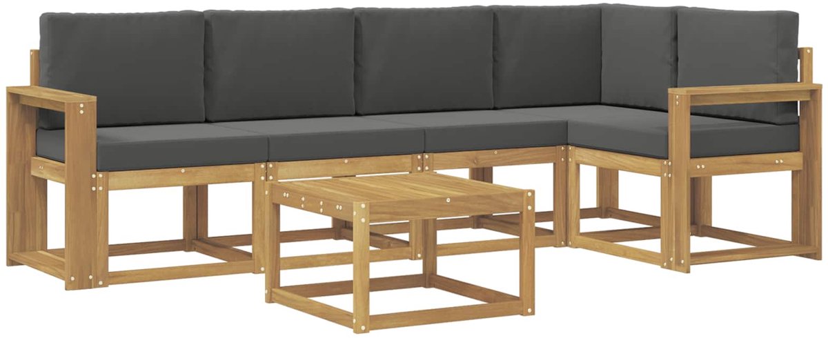 vidaXL Buiten - bank - set - 6 - st - 5-zits - Wit - en - antracietkleurig Wit en antracietkleurig