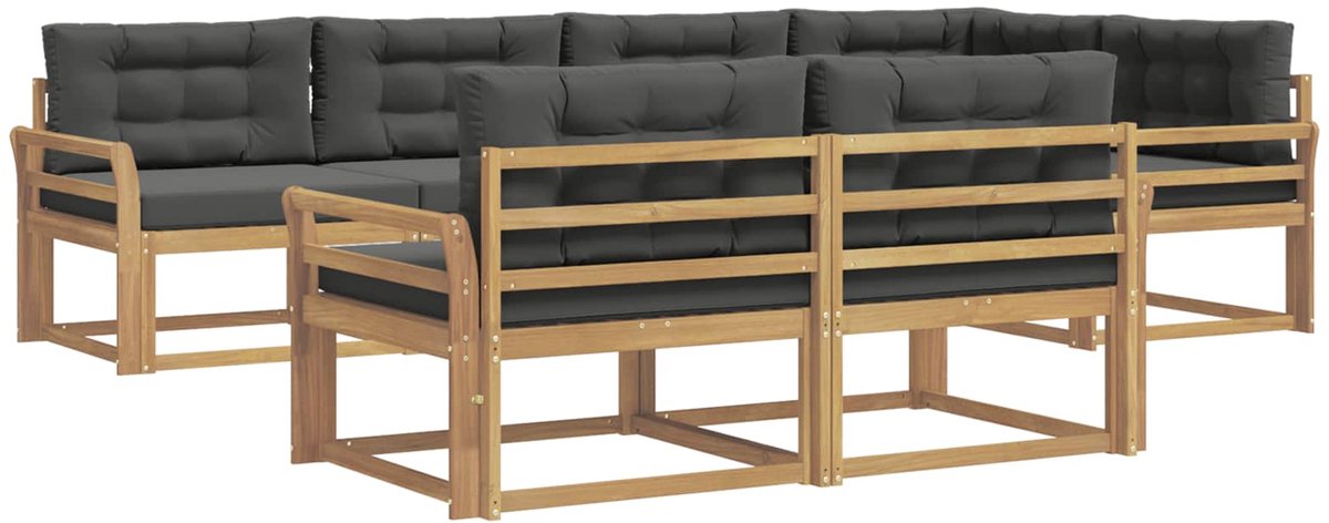 vidaXL Buiten - bank - set - 6 - st - 7-zits - Wit - en - antracietkleurig - Polyester Wit en antracietkleurig