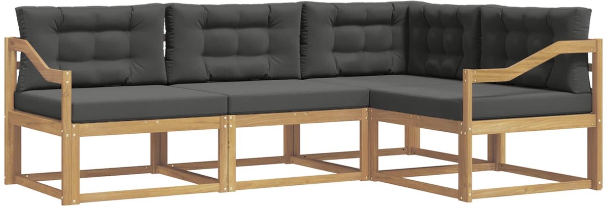 vidaXL Buiten - bank - set - 4 - st - Wit - en - antracietkleurig Wit en antracietkleurig