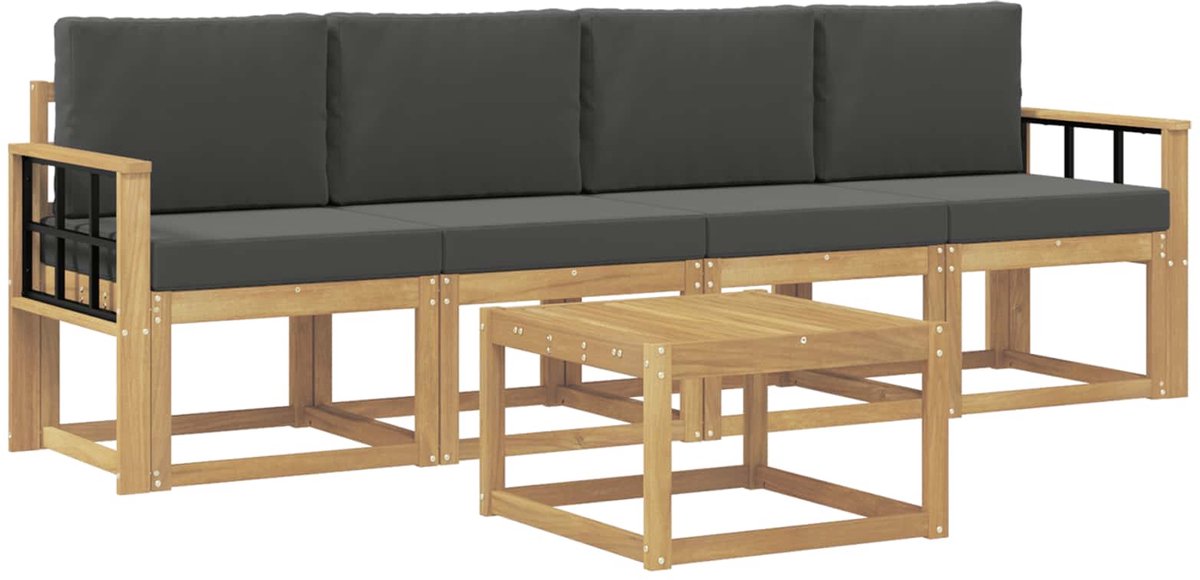 vidaXL Buiten - bank - set - 5 - st - 4-zits - Wit - en - antracietkleurig Wit en antracietkleurig