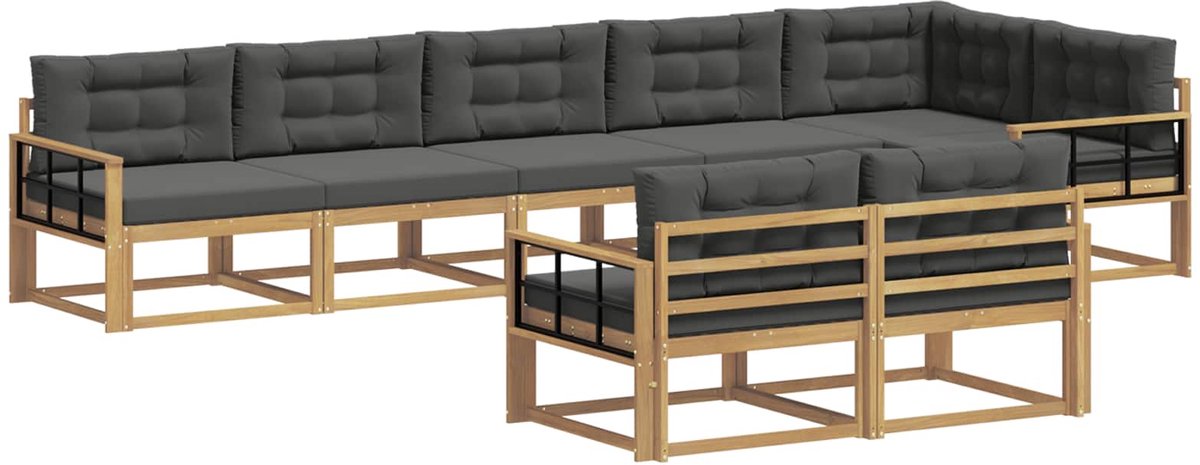 vidaXL Buiten - bank - set - 6 - st - 8-zits - Wit - en - antracietkleurig - Polyester Wit en antracietkleurig