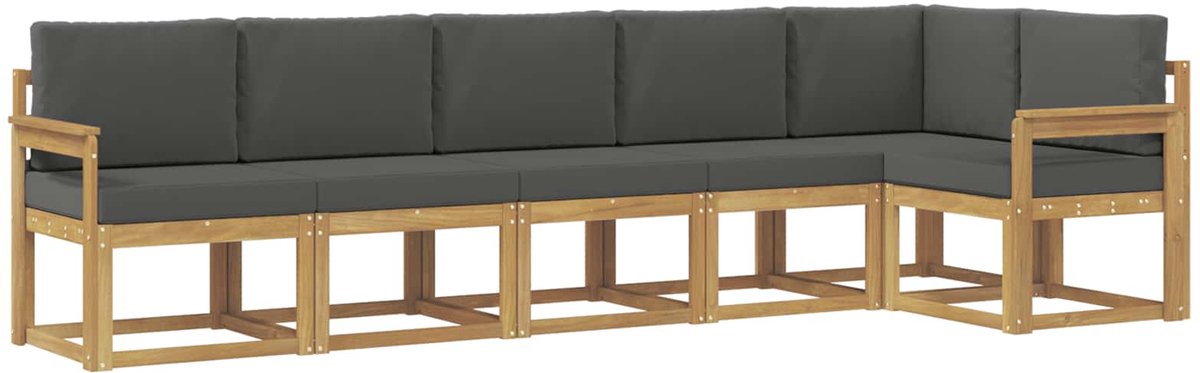 vidaXL Buiten - bank - set - 6 - st - Wit - en - antracietkleurig - Polyester Wit en antracietkleurig