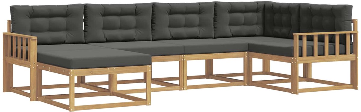 vidaXL Buiten - bank - set - 6 - st - 6-zits - Wit - en - antracietkleurig - Polyester Wit en antracietkleurig
