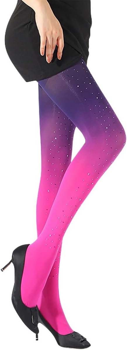 Sparkling Rhinestone Pantyhoses - Sexy Mesh Hoge Taille Strumpfhosen voor Vrouwen en Meisjes, Violet Bling, Kristallen, Mode Accessoire