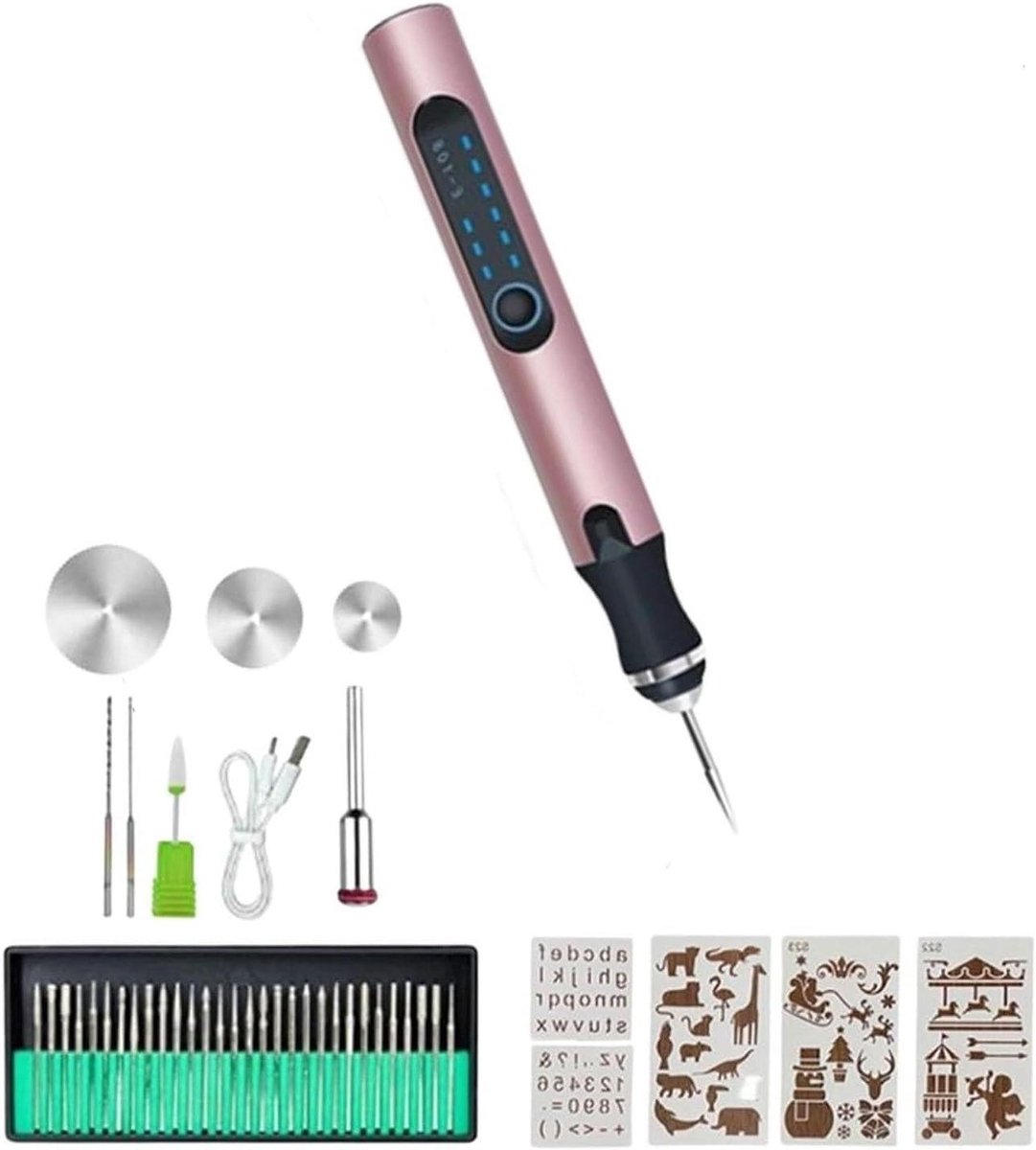 Graveerpen Elektrisch - Graveergereedschap Draadloos - Personalisatie Hobby - USB Oplaadbaar - 120 mm - Roze