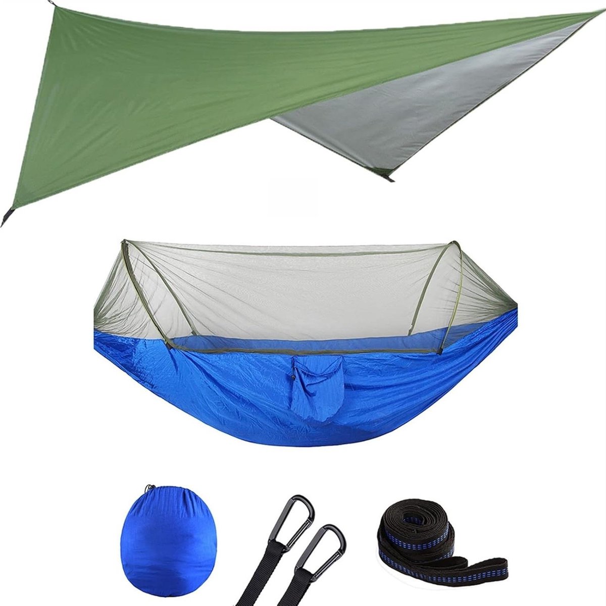 Hangmat met Luifel - Kampeerhangmat Tent - Ontspannen Buiten - Automatisch Openklapbaar - 250 x 120 cm - Groen