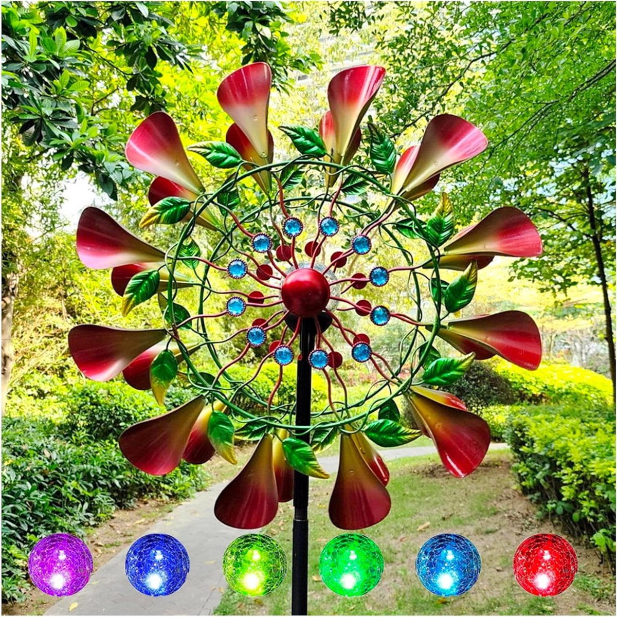 Windspinner Tuin - Windmolen Buiten - Tuin Decoratie - Dubbele Draairichting - 83 Inch - Meerkleurig