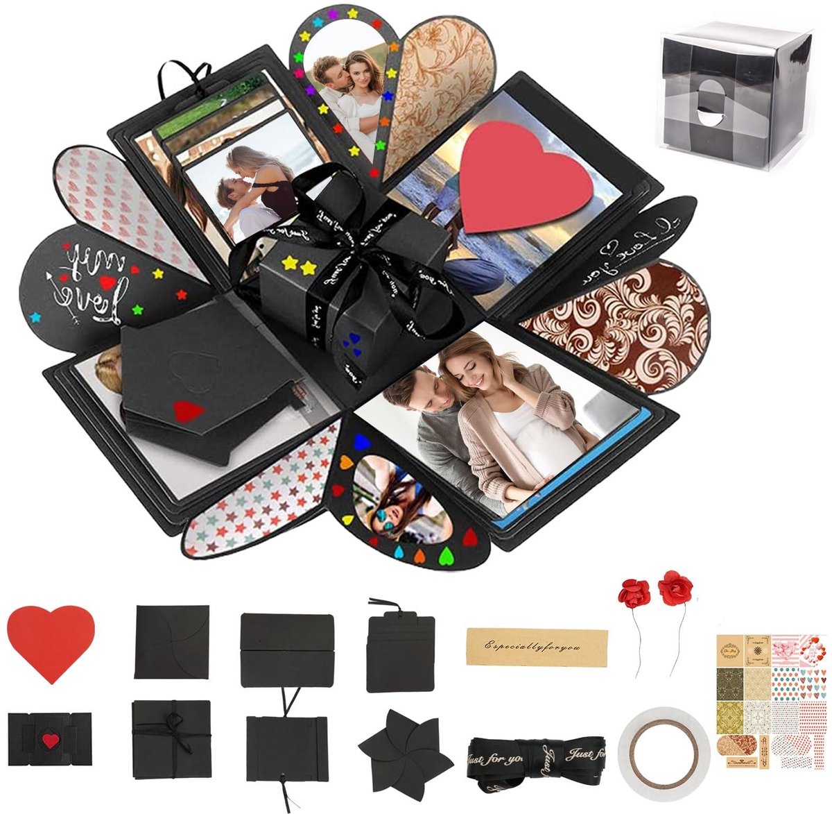 aladdien Verrassingsdoos - Explosiebox voor verjaardagen - Zwart - Knutselset voor bruiloften - DIY geschenkdoos voor elke gelegenheid