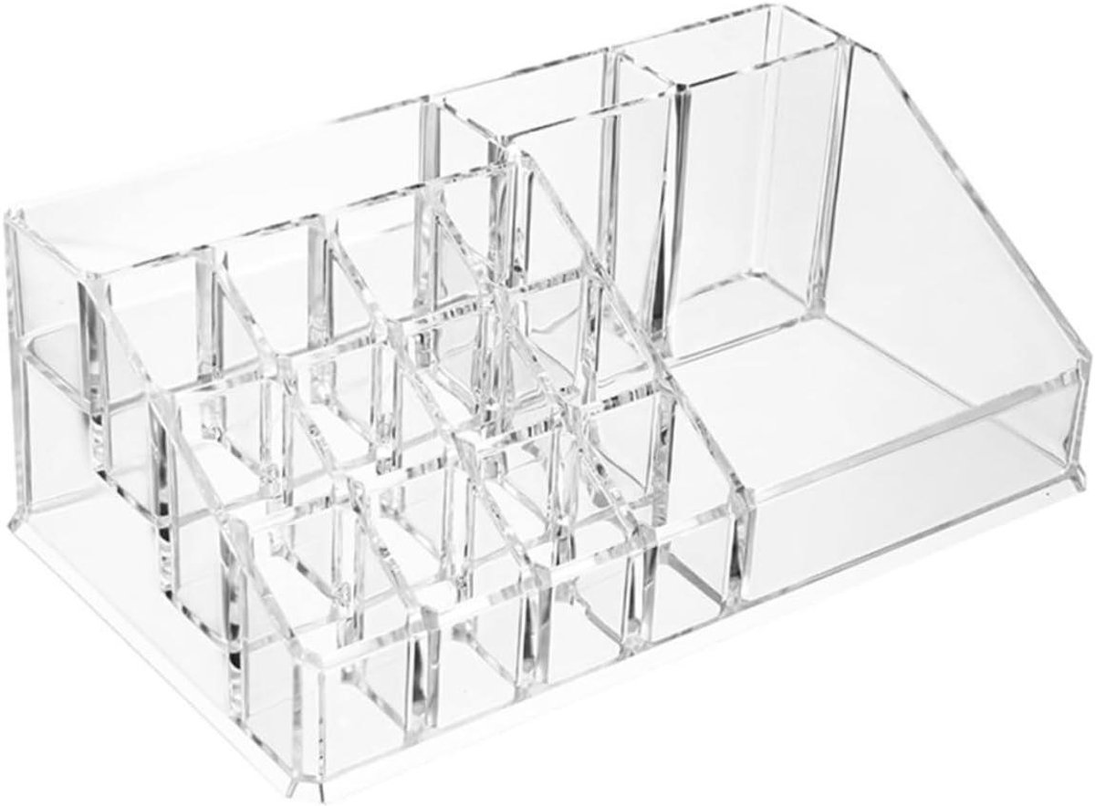 Opbergdoos Make-up - Cosmetica Organizer - Bureau Organiseren - Meerdere Roosters - 21.7 cm - Transparant