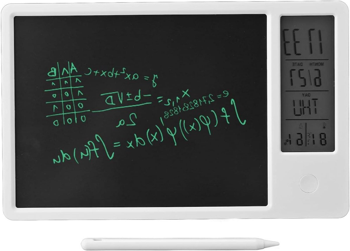 LCD Schrijftablet - Krabbelbord Digitaal - Notities Maken - Geïntegreerde Klok - 10 Inch - Wit