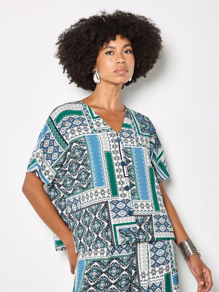 Folk patchwork blouse