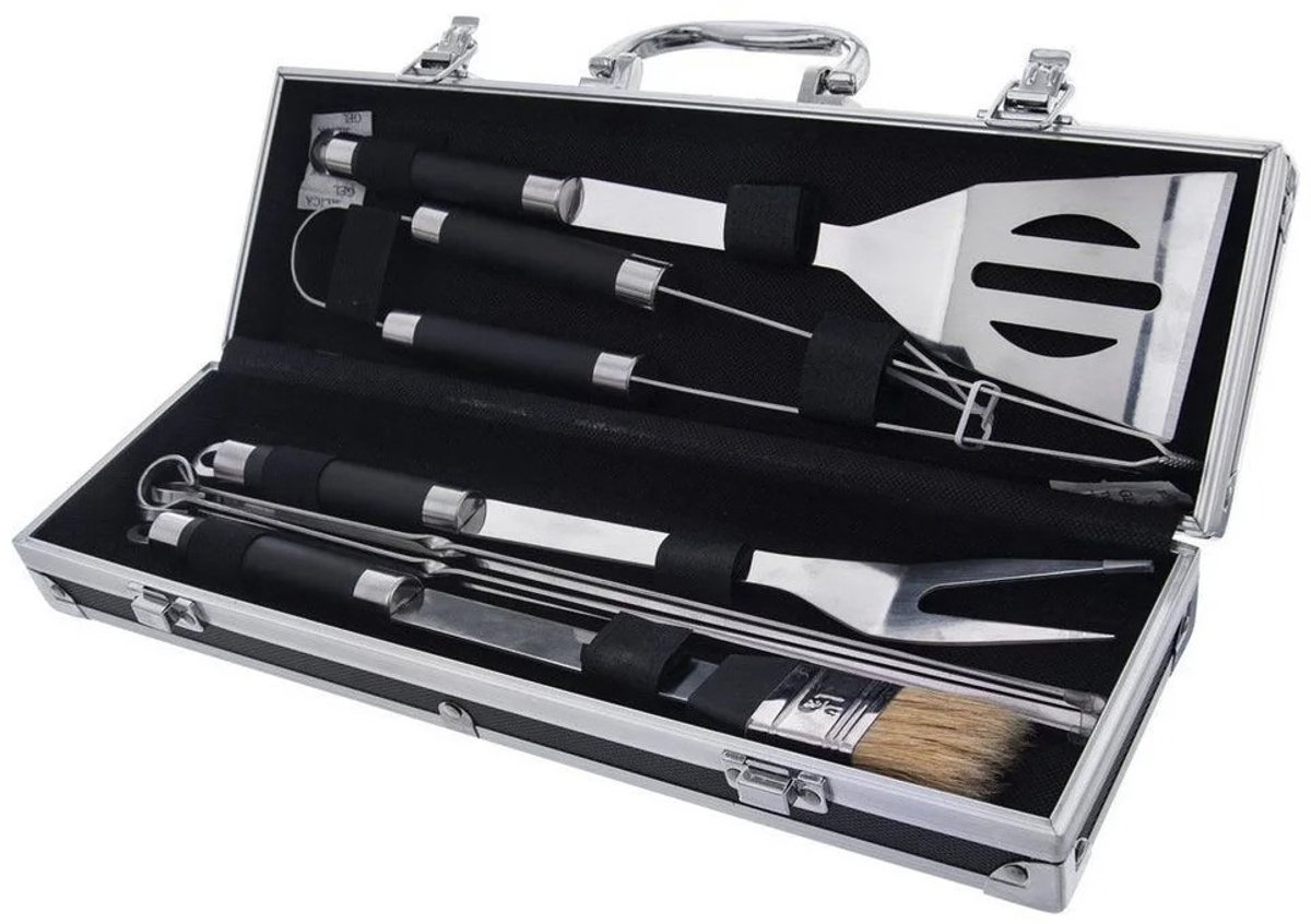 HOB BBQ Accesoires - Barbecuegereedschapset - BBQ Tang - BBQ Gereedschap - BBQ Toolbox - Grill Set - 9 Stuks - incl. Koffer