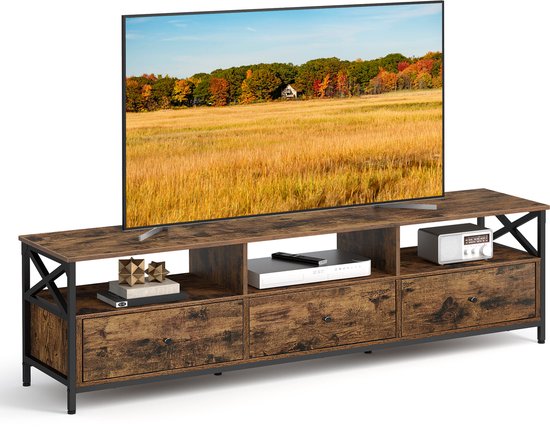 VASAGLE - TV Meubel - TV-meubel Lowboard - 178 cm Lang - 3 Lades en 3 Open Vakken - Stalen Frame