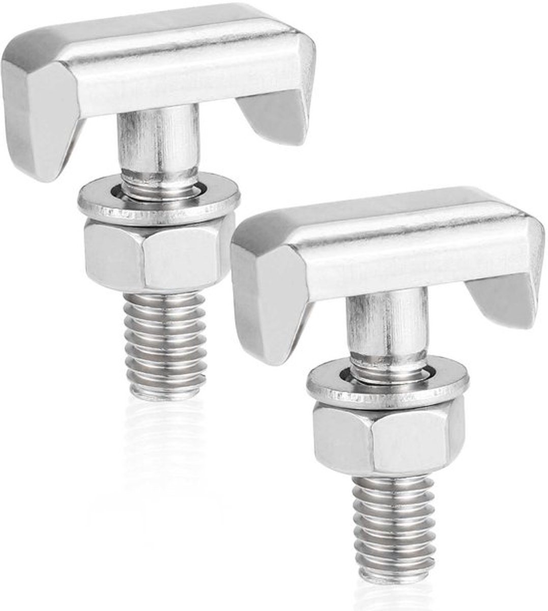 2 Stuks T-Batterij Terminal Bouten - Vervangingsbouten voor Autoaccu - RVS, 2.8x2.2cm