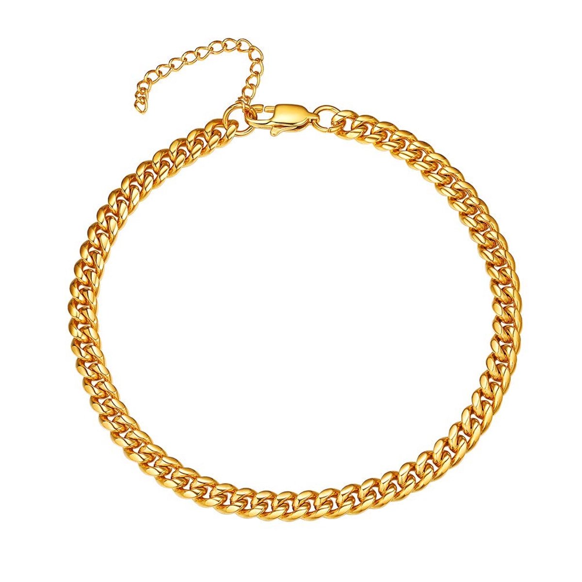 PROSTEEL Gouden Cuban Link Enkelband voor Dames - Gegraveerd, RVS, Luxe Geschenkdoos