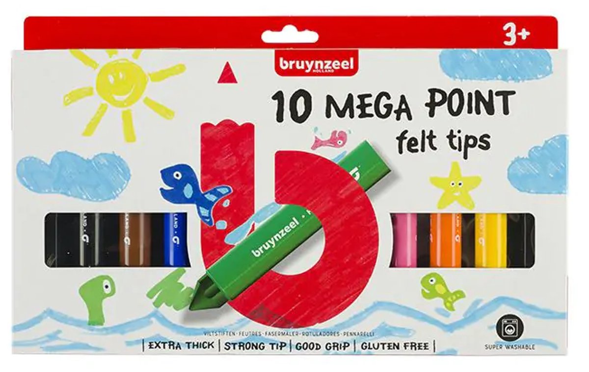 Bruynzeel Kids Mega Points viltstiften set 10 — afbeelding 8