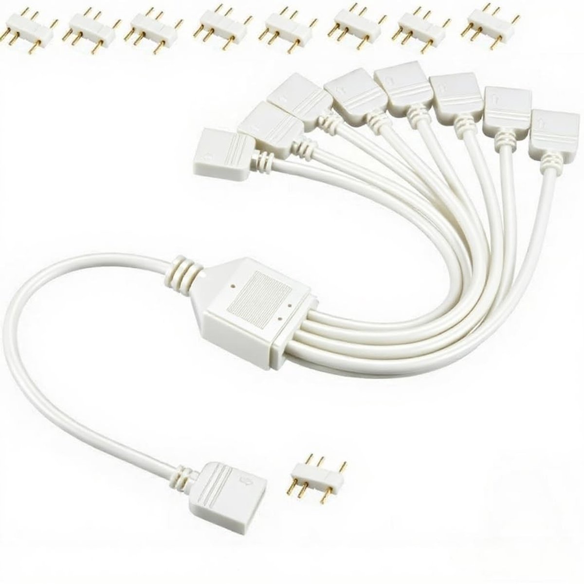 RUNCCI-YUN ARGB 5V 3-Pin Extension Kabel 1-8 voor LED Strips en Fans - 30 cm Wit