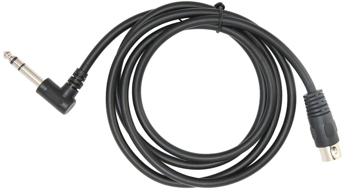 MIDI Kabel - 6.35mm naar DIN - Muziek Maken - Haakse Connector - 1.5 meter - Zwart