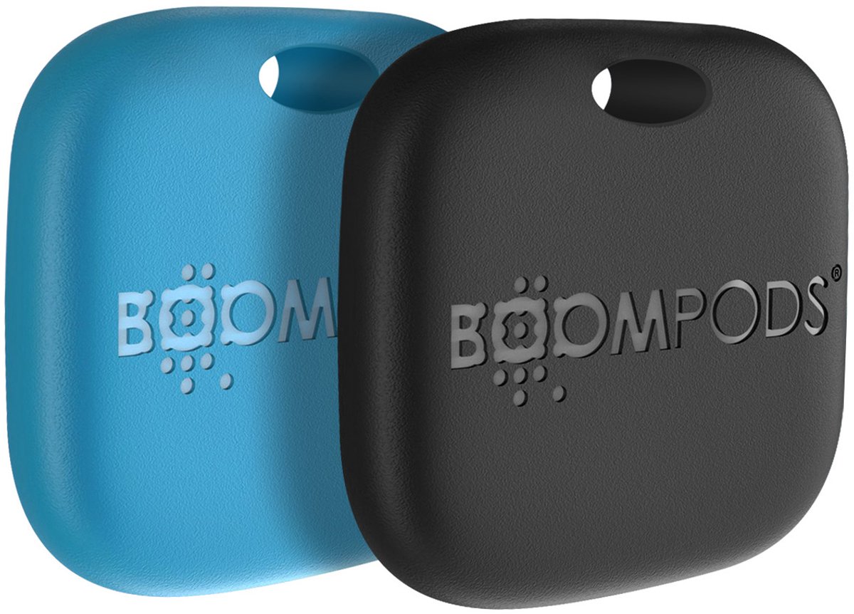 Boompods, Set van 2 Airtag Boomtag Sleutelhangers met Apple Find My IPX7 Oplaadbaar, Blauw
