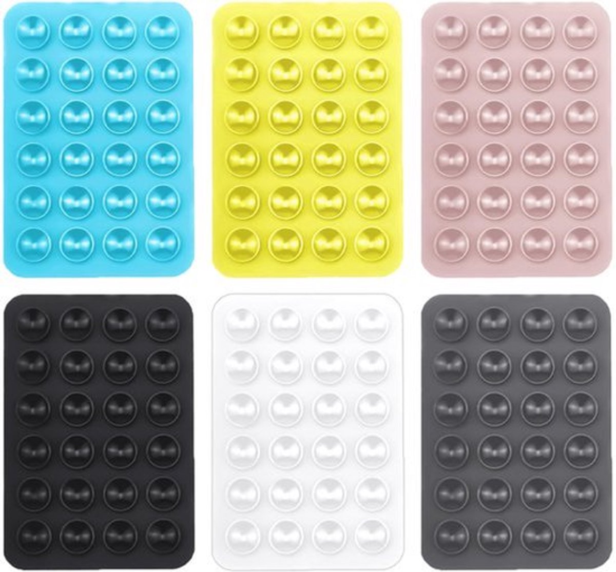 Silicone Suction Cup Houder - Set van 6 voor Mobiele Telefoon - Diverse Kleuren