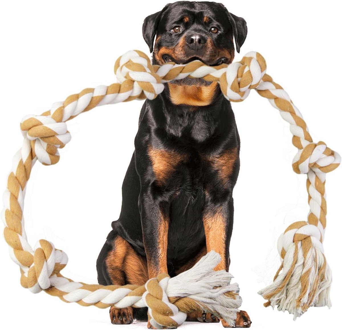 Hondenspeeltouw Extra Groot - Kauwspeelgoed Hond - Honden Vermaken - Bijna Onverwoestbaar - 124 cm - Natuurlijk