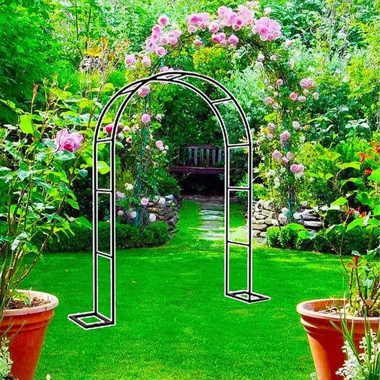 Tuinboog - Klimplantsteun - Planten Ondersteunen - Zwaar Metaal - 1.8x2.2m - Zwart